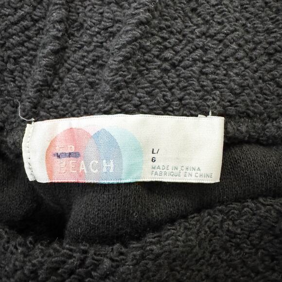 Free People FP Beach Pile Fleece Sherpa Wide Leg Baggy Pull On Pants Black Large - Picture 8 of 8